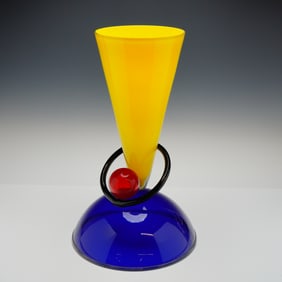 Jozefina Krosno Large Postmodern Sculptural Glass Vase