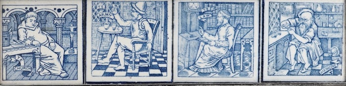 Wedgwood Etruria Tiles, Aesthetic Movement Blue & White Stoneware