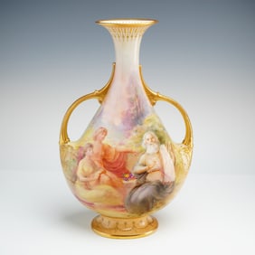 Royal Doulton Burslem Luscian Ware Twin-Handled Exhibition Vase