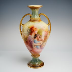 Royal Doulton by George White Double-Handle Vase, The Lesson