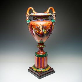 Royal Worcester by Josiah Rushton Majolica Large Pedestal Footed Urn