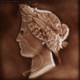 American Encaustic Tile Co. Framed High-Relief Ceramic Portrait Tile