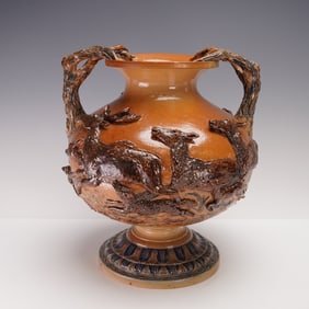 Early Doulton Lambeth Hannah Barlow Exhibition Stoneware Vase