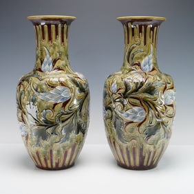 Pair of Doulton Lambeth by Eliza Simmance Stoneware Vases
