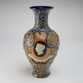 Doulton Lambeth by Mark V. Marshall Stoneware Vase, God Save the Queen