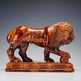Staffordshire Pottery Rockingham Glazed Medici Lion Figurine