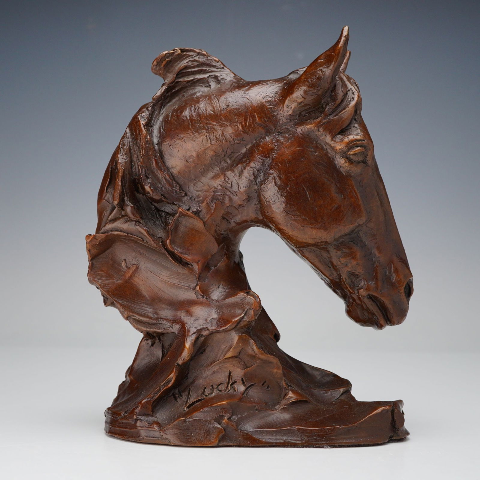 Curt Mattson Bronze Horse Head Sculpture, Lucky (1 of 5)