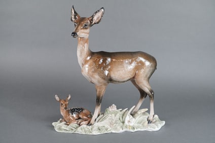 Rosenthal Rudolph Rempel Doe and Fawn Figural Group Model 1565