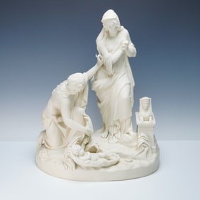 Wedgwood Parian Ware Figural Group, Finding of Moses by William Beattie