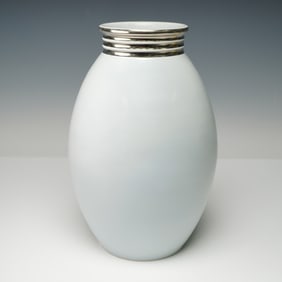 Wedgwood Keith Murray Designed Silver-Grey Glazed Vase, Signed