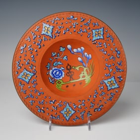 Rare Wedgwood Terracotta Floral Motif Low Dish