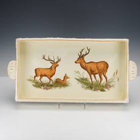 A Wedgwood Hand-Painted Ceramic Tray with Stag Decoration