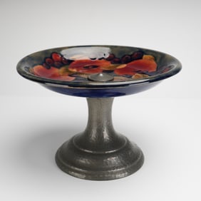 Moorcroft Pottery by William Moorcroft Pewter Mounted Tazza, Pomegranate