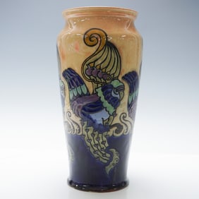 Doulton Lambeth Faience Art Nouveau Bird Vase