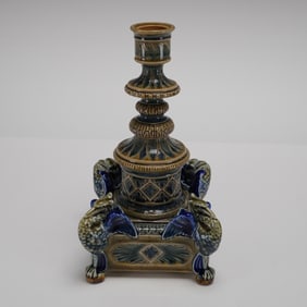 Doulton Lambeth Stoneware Candlestick Dated 1879