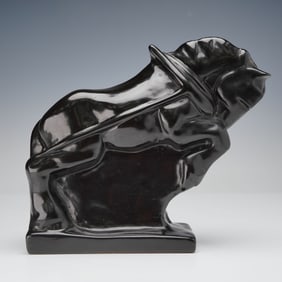 A Wedgwood Art Deco Black Glazed Stoneware Working Horse Figure