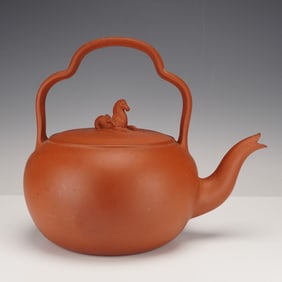 Wedgwood & Bentley Rosso Antico Teapot, Seahorse Finial (c.1769-1780)
