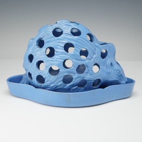 Wedgwood Blue Glazed Hedgehog Crocus Pot with Base