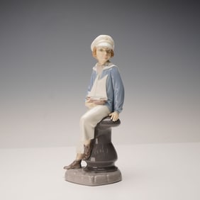 LLADRO Boy With Yacht Porcelain Figurine, Model 4810