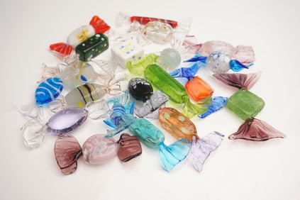 20pc Art Glass Candy Figurines, Multicolor Murano-Style Assortment