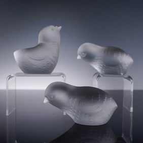 3pc Baccarat Crystal Bird Figurines