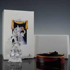 3pc Swarovski Crystal Figurine, Pin and Base, Columbine