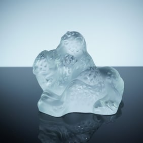 Lalique Crystal Figurine, Jaguar Cubs
