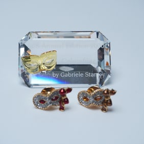 3pc Swarovski Columbine Plaque and Mask Pins