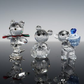 A Trio of Swarovski Crystal Teddy Bear Figurines