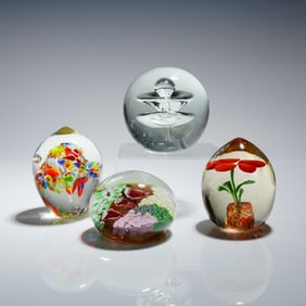 4pc Hand Blown Studio Art Glass Paperweights