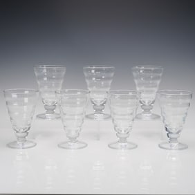 7pc Vietri Clear Glass Footed Tumblers