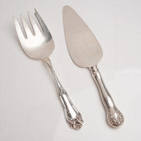 A Pair of Amston Sterling Silver Rococo Revival Serving Pieces