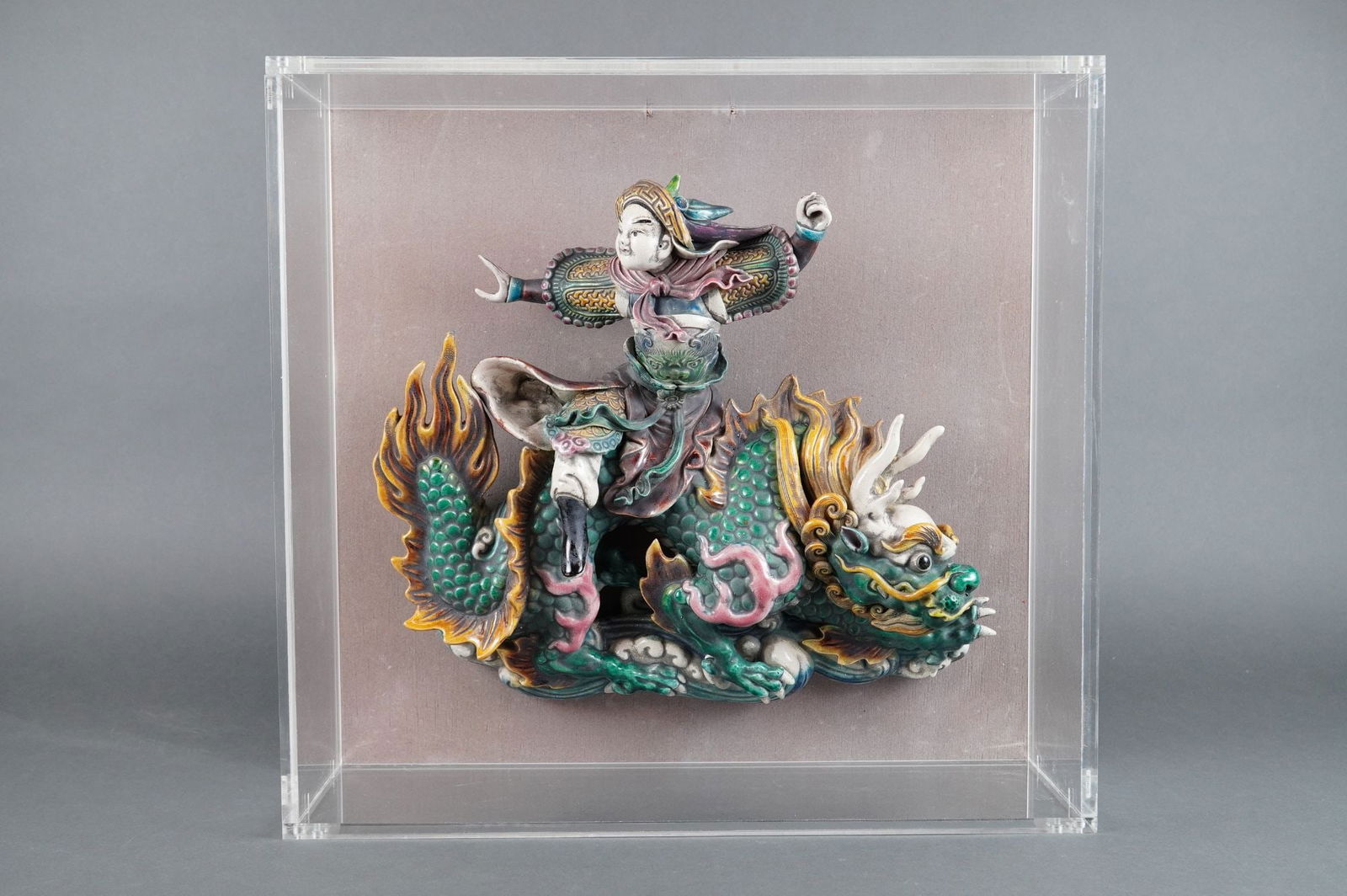 Chinese Sancai Glazed Ceramic Architectural Roof Tile Sculpture (1 of 5)