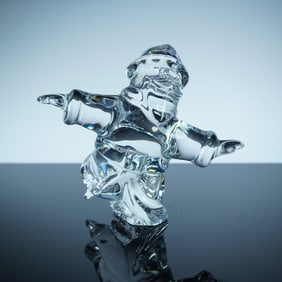 Baccarat Crystal Figurine, Ice Skating Santa