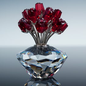 Swarovski Crystal Figurine, 2002 SCS Red Roses Vase