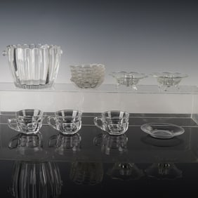 12pc Pressed Glass Assortment, Bowl, Candleholders, Cups, Nut Dishes