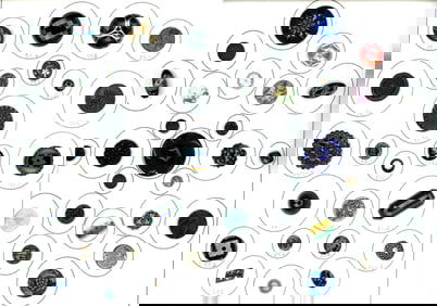 2 Cards of assorted black glass buttons