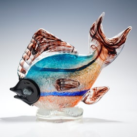 Hand Blown Art Glass Style Tropical Fish Sculpture