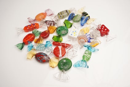 20pc Art Glass Candy Figurines, Assorted Colors and Shapes