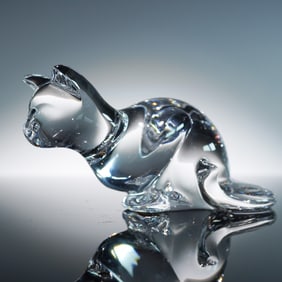 Baccarat Crystal Figurine, Stalking Cat