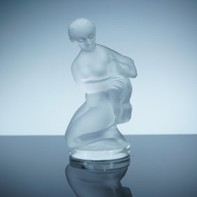 Lalique Crystal Figurine, Diane Nude with Ram