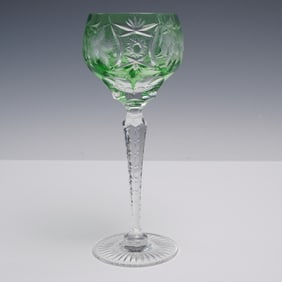 4pc Cut to Clear Crystal Goblets with Textured Stems, Multicolor