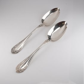 A Pair of Sterling Silver Tablespoons, R H M & Sterling, Dated 1899