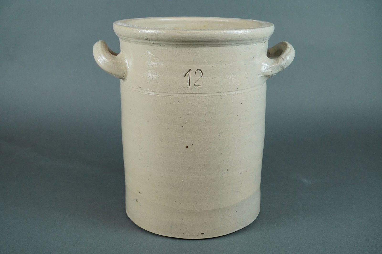 A French Glazed Stoneware Confit Pot, marked '12' (1 of 4)