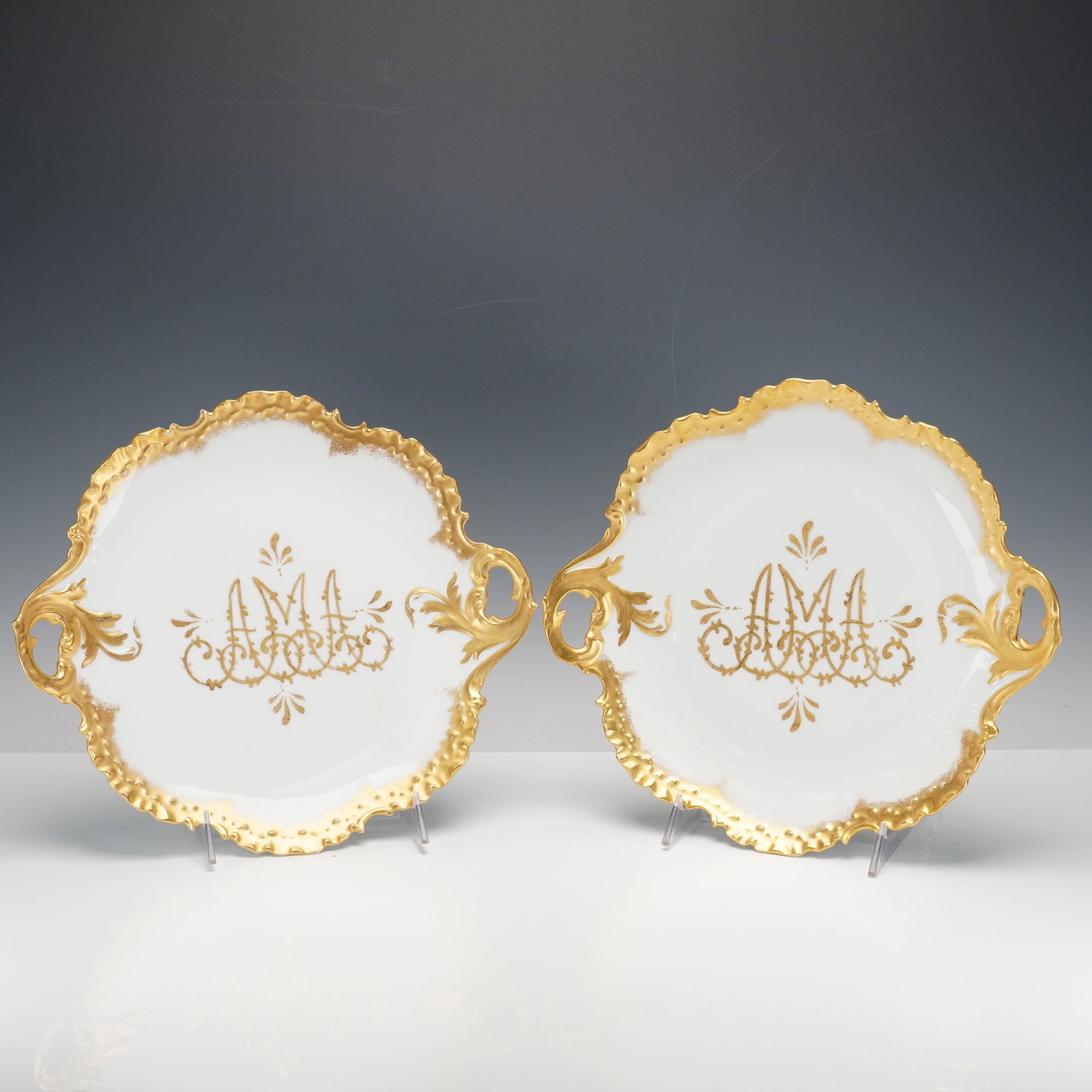 2pc Rosenthal Porcelain Signature Gold Monogrammed Serving Platters (1 of 5)