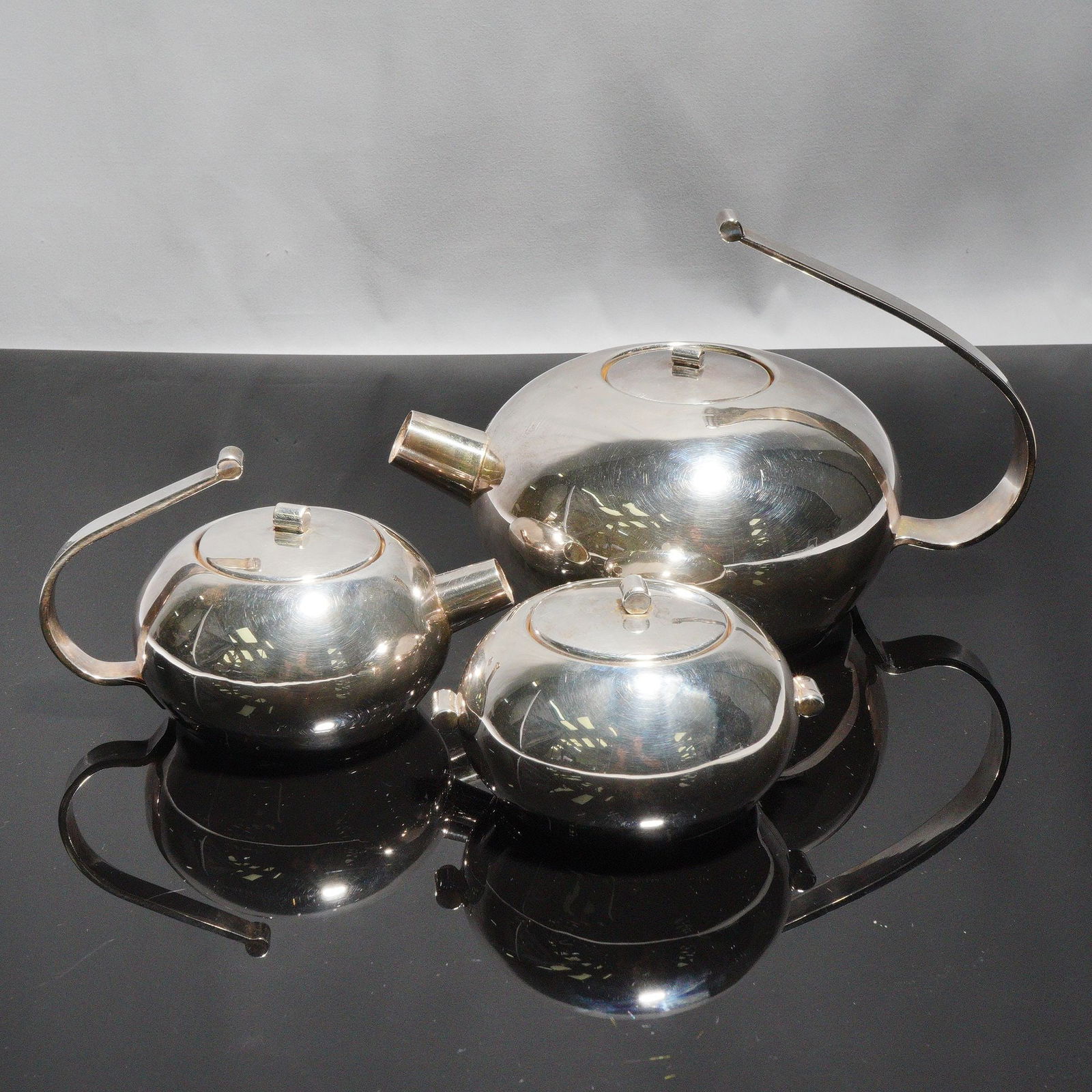 3pc Handmade Silver-Plated Art Deco Style Tea Service Set (1 of 4)