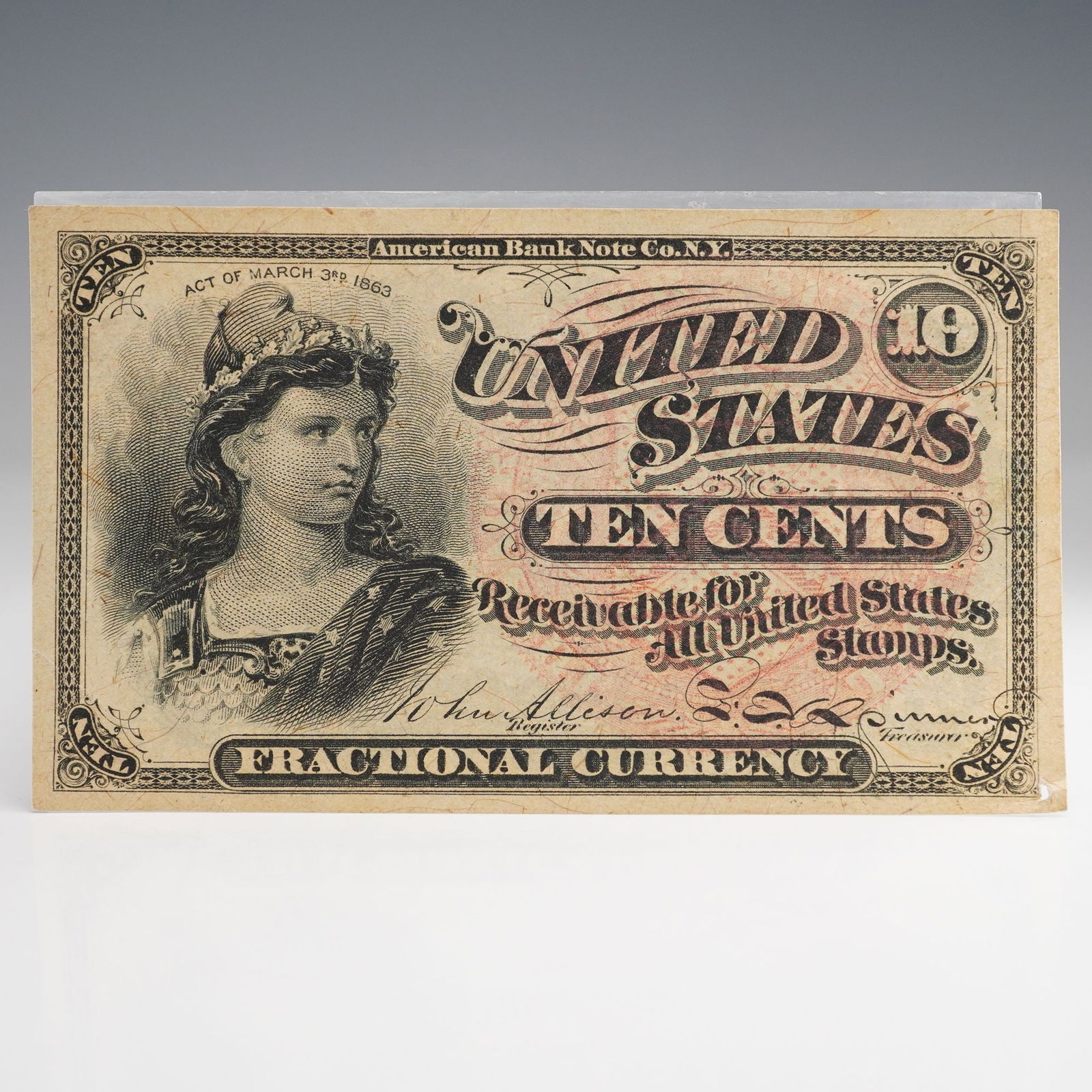 1863 U.S. Fractional Currency Ten Cents - American Bank Note Co., New York (1 of 7)
