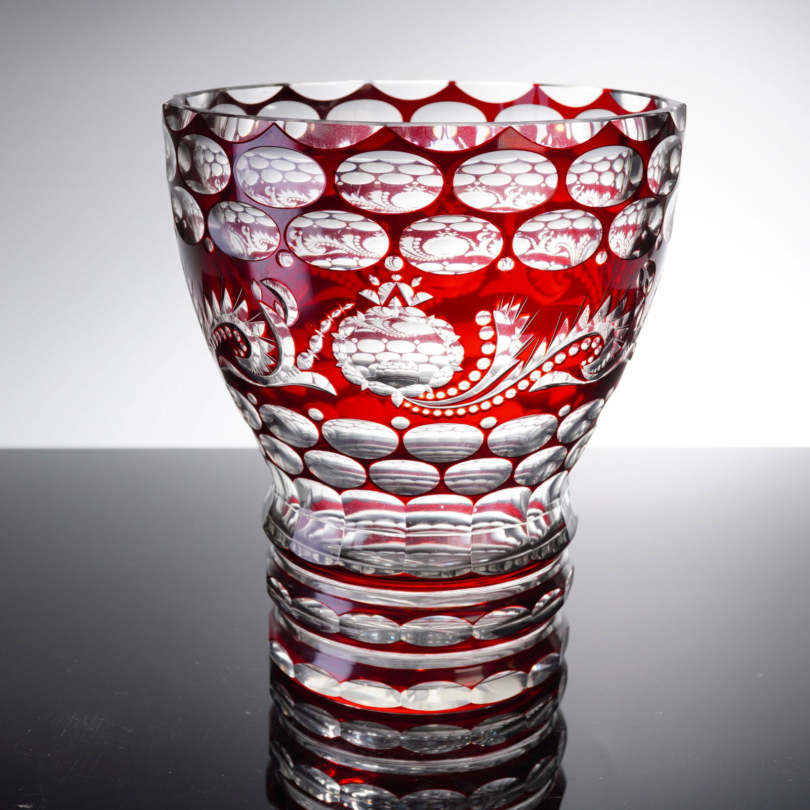 Bohemian Ruby Cut Crystal Glass Vase, Early 20th Century (1 of 5)