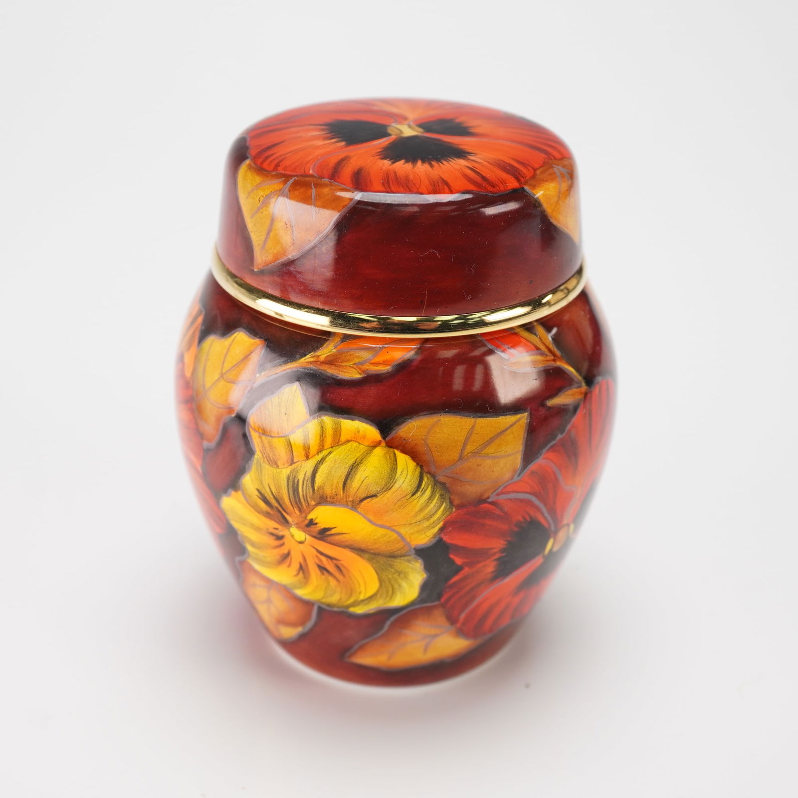 Moorcroft Enamels Miniature Lidded Pansy Jar, Limited Edition (1 of 5)