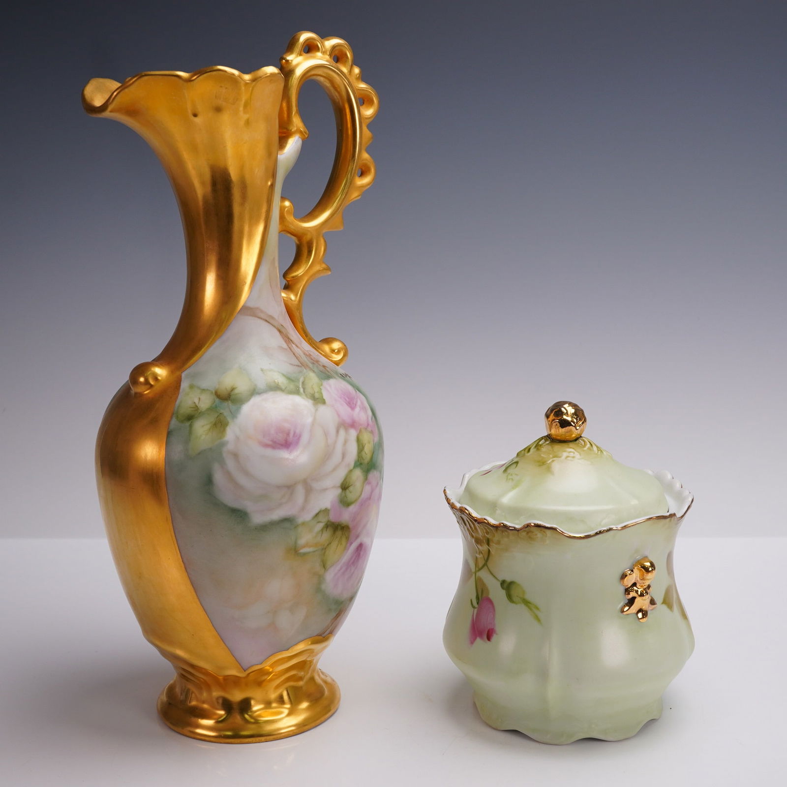 2pc Lefton China and Saffy Porcelain, Ewer and Lidded Jar (1 of 8)